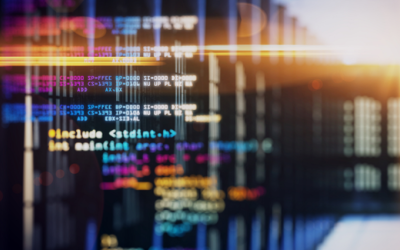 líneas de código con reflejos de colores