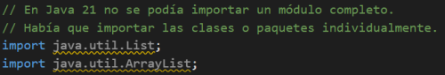 Forma de importar en Java 21