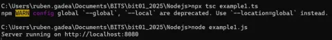 Ahora deberemos compilar TypeScript a JavaScript para poder ejecutarlo