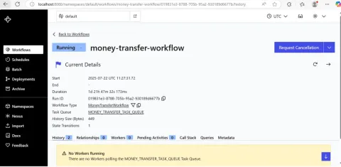 Visualización del Workflow generado al compilar la aplicación de TransferApp.java