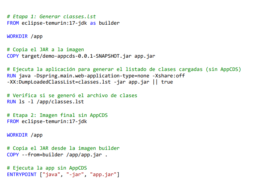 Dockerfile sin AppCDS